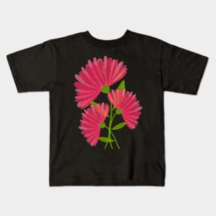 Pink Watercolor Calendula Flowers Kids T-Shirt